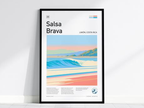 Salsa Brava, Limón, Costa Rica Poster | Caribbean Surf Wave Print Wall Art — framed wall art, 24x36 in