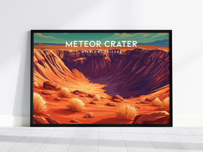 Meteor Crater Landscape Poster | Winslow, Arizona Framed or Unframed Vacation Wall Art — framed wall art, 24x36 in