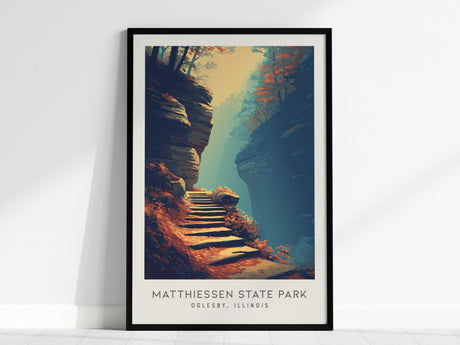 Matthiessen State Park Matte Border Poster | Oglesby, Illinois Destination Print Travel Wall Art — framed wall art, 24x36 in
