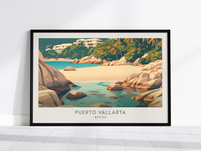 Puerto Vallarta Landscape Matte Border Poster | Travel Wall Art — framed wall art, 24x36 in
