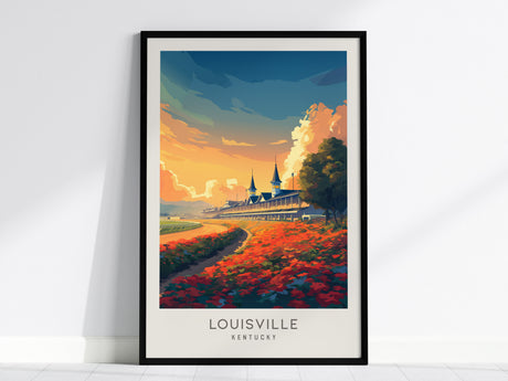Louisville Matte Border Poster | Kentucky Destination Print Travel Wall Art — framed wall art, 24x36 in
