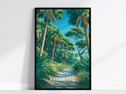 Palmetto, Florida Poster | River Town & Palms Coastal Wall Art — framed wall art, 24x36 in