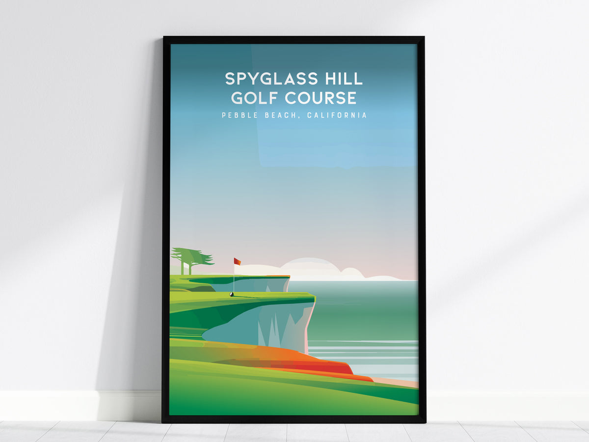 Spyglass Hill Golf Course, Pebble Beach, California Poster | Iconic Links Golfer Gift Wall Art — framed wall art, 24x36 in