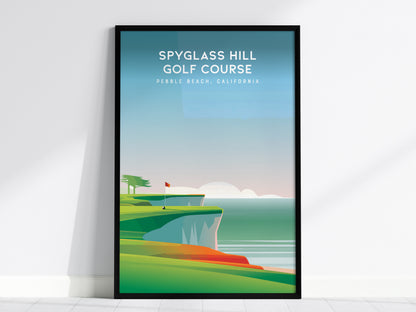 Spyglass Hill Golf Course, Pebble Beach, California Poster | Iconic Links Golfer Gift Wall Art — framed wall art, 24x36 in