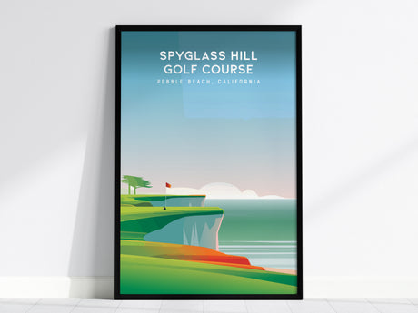 Spyglass Hill Golf Course, Pebble Beach, California Poster | Iconic Links Golfer Gift Wall Art — framed wall art, 24x36 in
