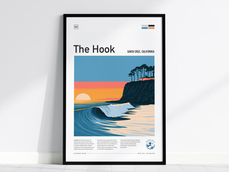 The Hook, Santa Cruz, California Poster | Surf Wall Art & Wave Print — framed wall art, 24x36 in