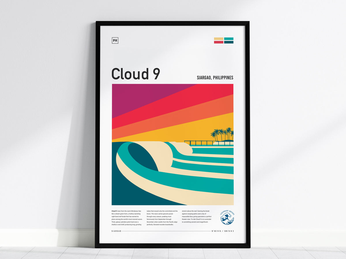 Cloud 9, Siargao, Philippines Poster | Tropical Surf Wall Art — framed wall art, 24x36 in