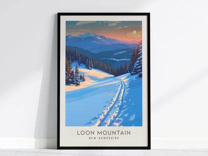 Loon Mountain Matte Border Poster | New Hampshire Travel Wall Art — framed wall art, 24x36 in