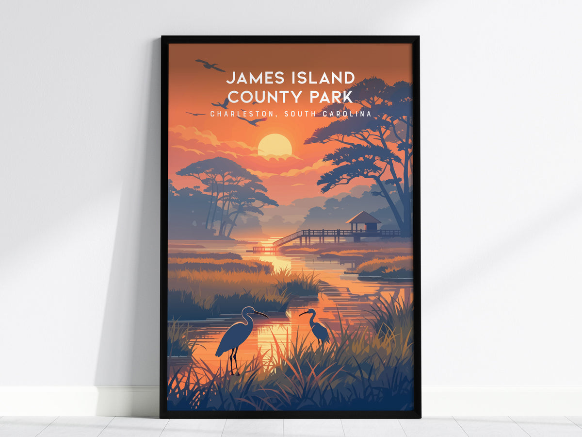 James Island County Park, Charleston, South Carolina Poster | Coastal Beach Decor Wall Art — framed wall art, 24x36 in