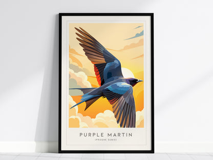 Purple Martin Poster | Graceful Songbird in Golden Light Wall Art — framed wall art, 24x36 in