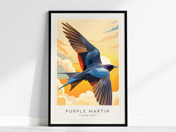 Purple Martin Poster | Graceful Songbird in Golden Light Wall Art — framed wall art, 24x36 in
