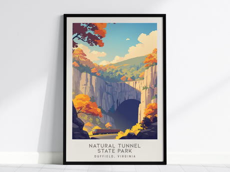 Natural Tunnel State Park Matte Border Poster | Duffield, Virginia Travel Wall Art — framed wall art, 24x36 in