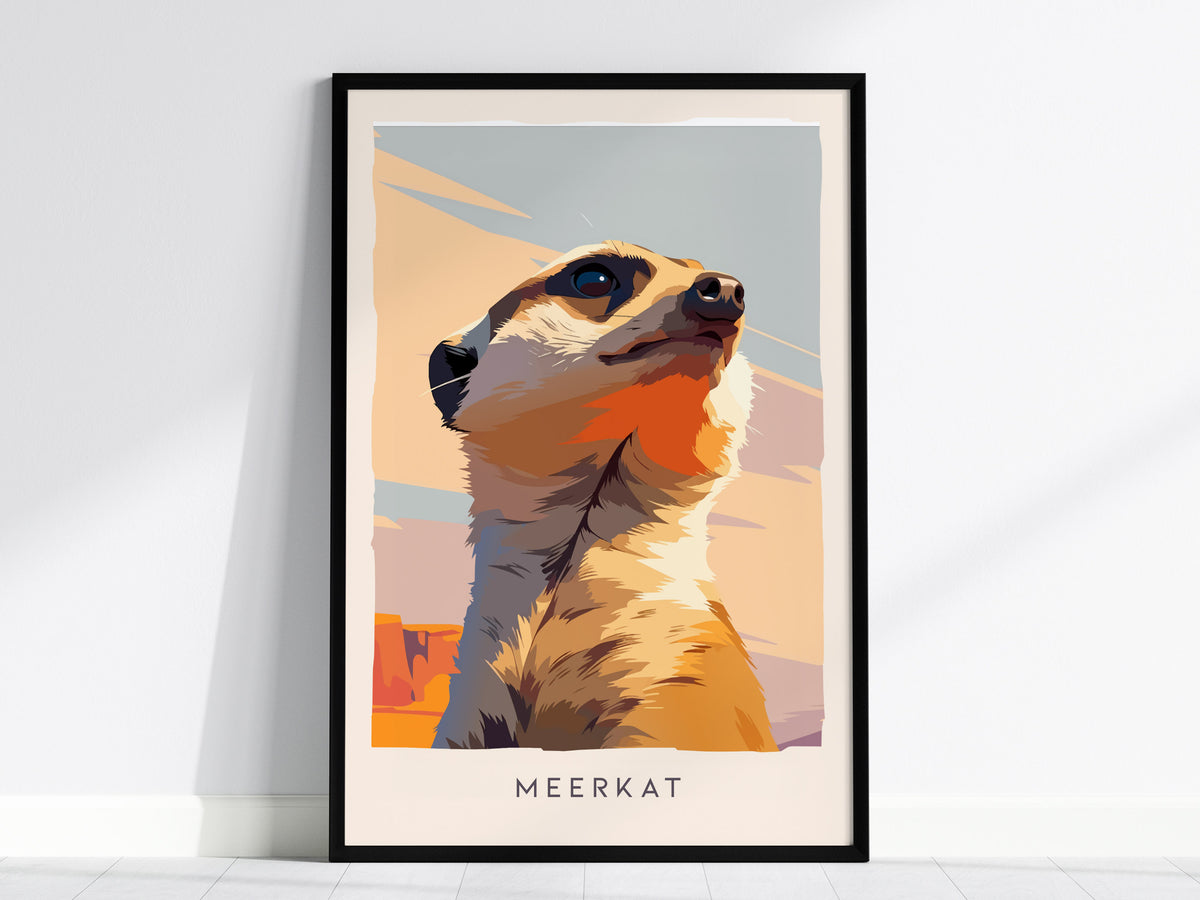 Meerkat, Suricata suricatta Poster | Bold Safari Wildlife Wall Art — framed wall art, 24x36 in