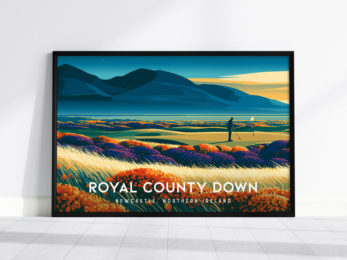 Royal County Down, Newcastle, Northern Ireland Poster | Landscape Links Poster Golf Wall Art — framed wall art, 24x36 in