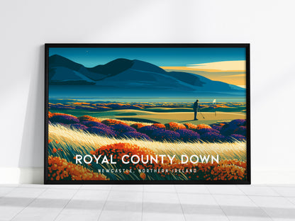 Royal County Down, Newcastle, Northern Ireland Poster | Landscape Links Poster Golf Wall Art — framed wall art, 24x36 in