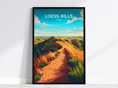 Loess Hills, Iowa Poster | Rolling Prairie Bluffs Destination Print Wall Art — framed wall art, 24x36 in