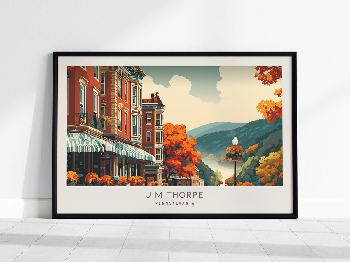 Jim Thorpe Landscape Matte Border Poster | Pennsylvania Travel Wall Art — framed wall art, 24x36 in