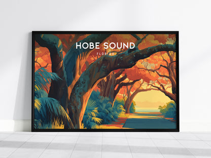 Hobe Sound, Florida Poster | Landscape Beach House Decor Sunshine State Print Wall Art — framed wall art, 24x36 in