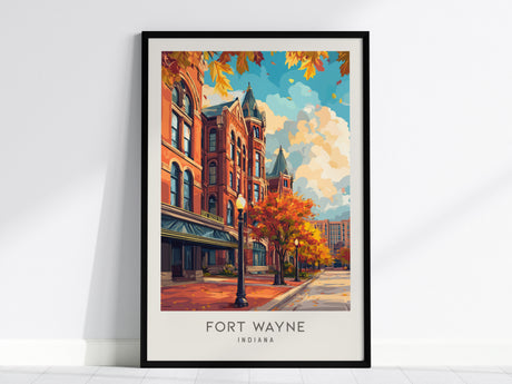 Fort Wayne Matte Border Poster | Indiana Travel Wall Art — framed wall art, 24x36 in