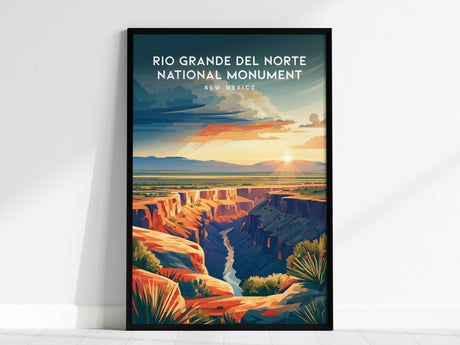 Rio Grande del Norte National Monument, New Mexico Poster | Desert Gorge & Wild River Wall Art — framed wall art, 24x36 in