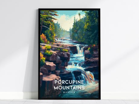 Porcupine Mountains, Michigan Poster | Wilderness & Autumn Forest Wall Art — framed wall art, 24x36 in