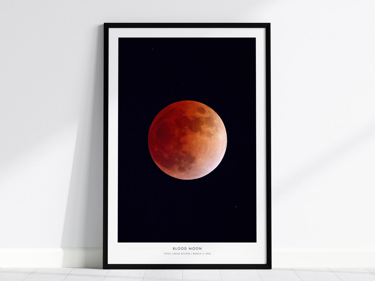 Blood Moon Poster | NASA Total Lunar Eclipse Astronomy Print Wall Art — framed wall art, 24x36 in