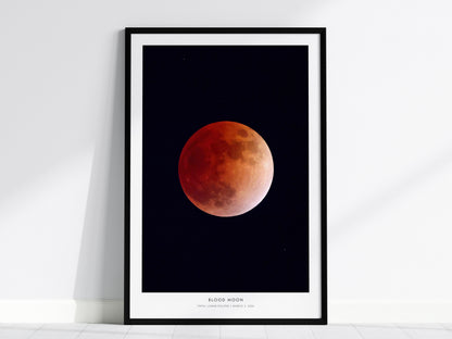 Blood Moon Poster | NASA Total Lunar Eclipse Astronomy Print Wall Art — framed wall art, 24x36 in