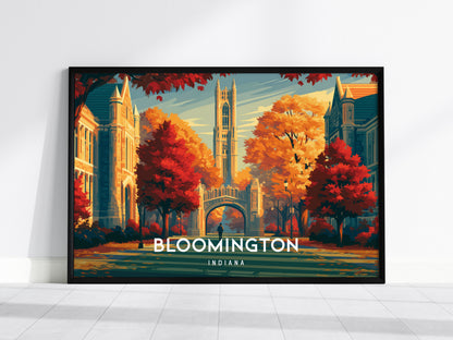 Bloomington, Indiana Landscape Poster | Framed or Unframed Vacation Wall Art — framed wall art, 24x36 in