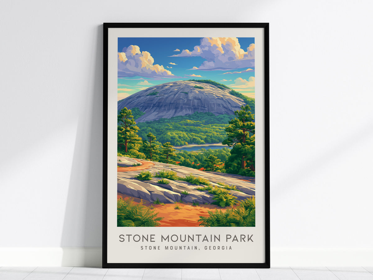 Stone Mountain Park Matte Border Poster | Stone Mountain, Georgia Destination Print — framed wall art, 24x36 in