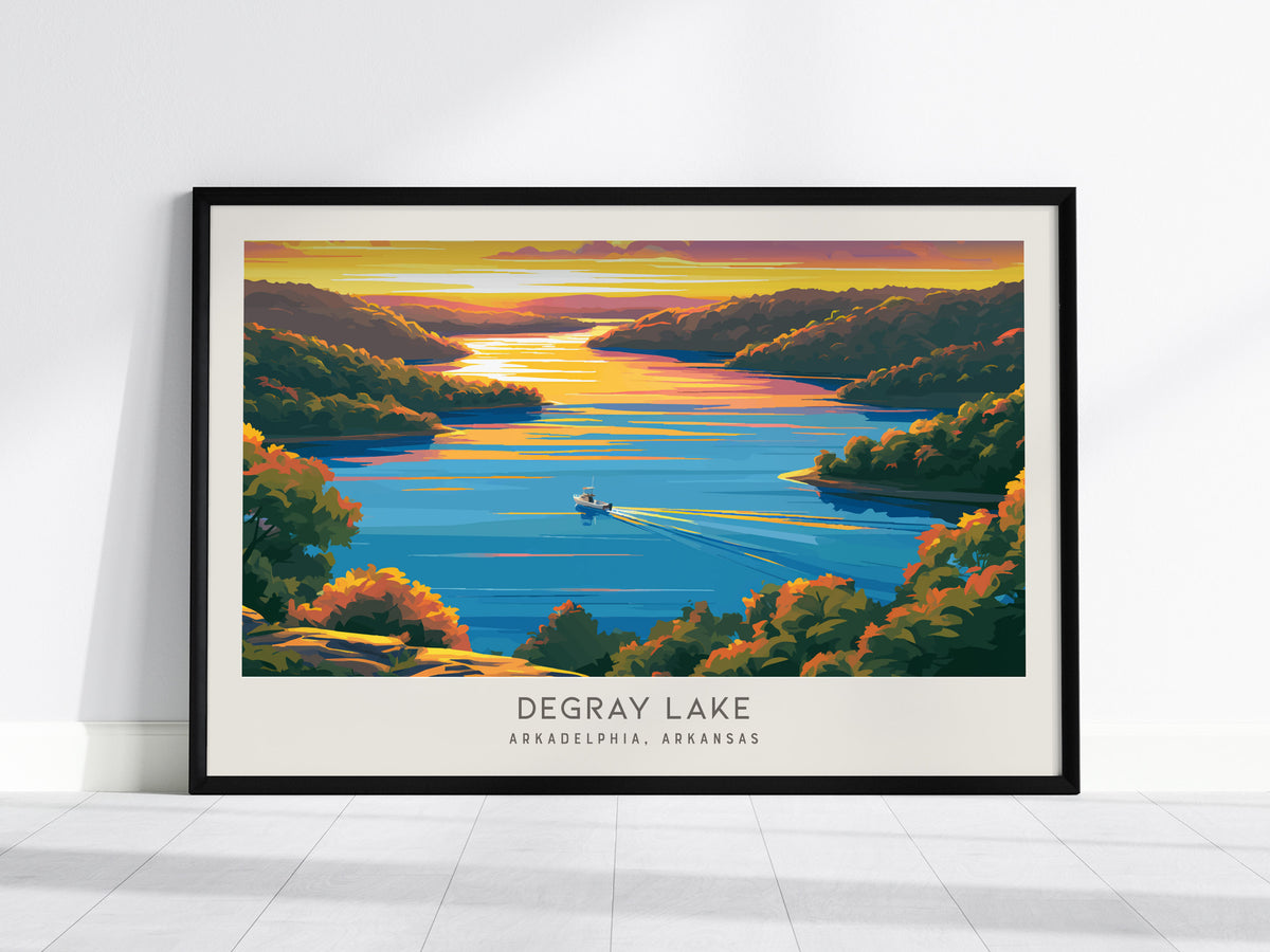 DeGray Lake Landscape Matte Border Poster | Arkadelphia, Arkansas Travel Gift — framed wall art, 24x36 in