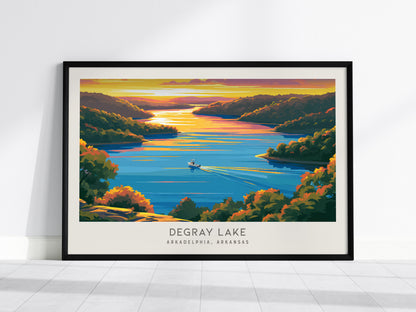 DeGray Lake Landscape Matte Border Poster | Arkadelphia, Arkansas Travel Gift — framed wall art, 24x36 in