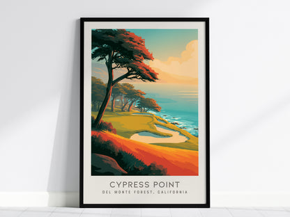 Cypress Point Matte Border Poster | Del Monte Forest, California Golfer Gift Framed or Unframed — framed wall art, 24x36 in