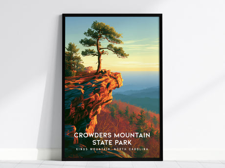 Crowders Mountain State Park, Kings Mountain, North Carolina Poster | Summit Trail Adventure Travel Wall Art — framed wall ar