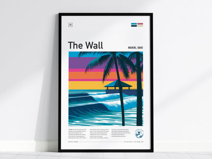 The Wall, Hawaii Poster | Epic Big Wave Surf Break Wall Art — framed wall art, 24x36 in