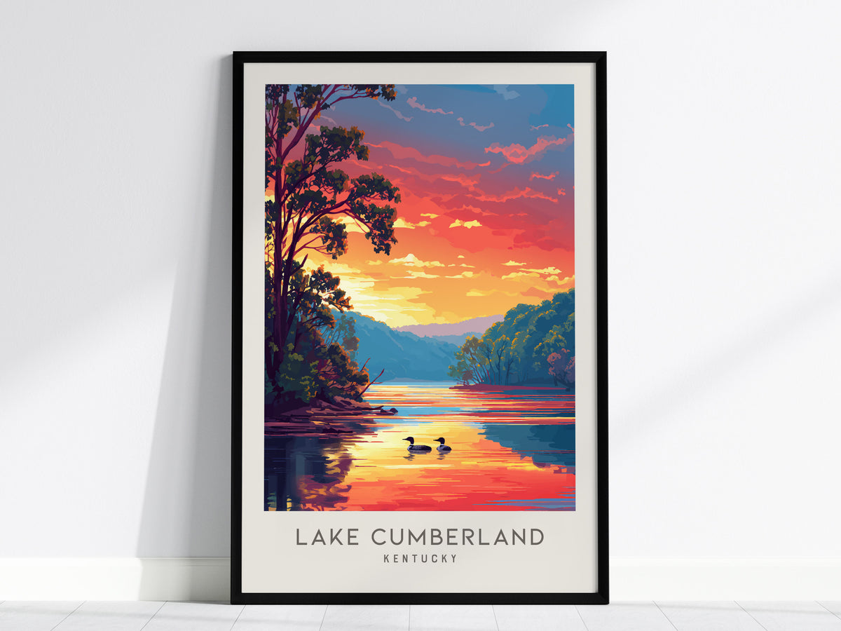 Lake Cumberland Matte Border Poster | Kentucky Destination Print Travel Wall Art — framed wall art, 24x36 in