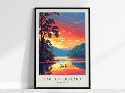 Lake Cumberland Matte Border Poster | Kentucky Destination Print Travel Wall Art — framed wall art, 24x36 in