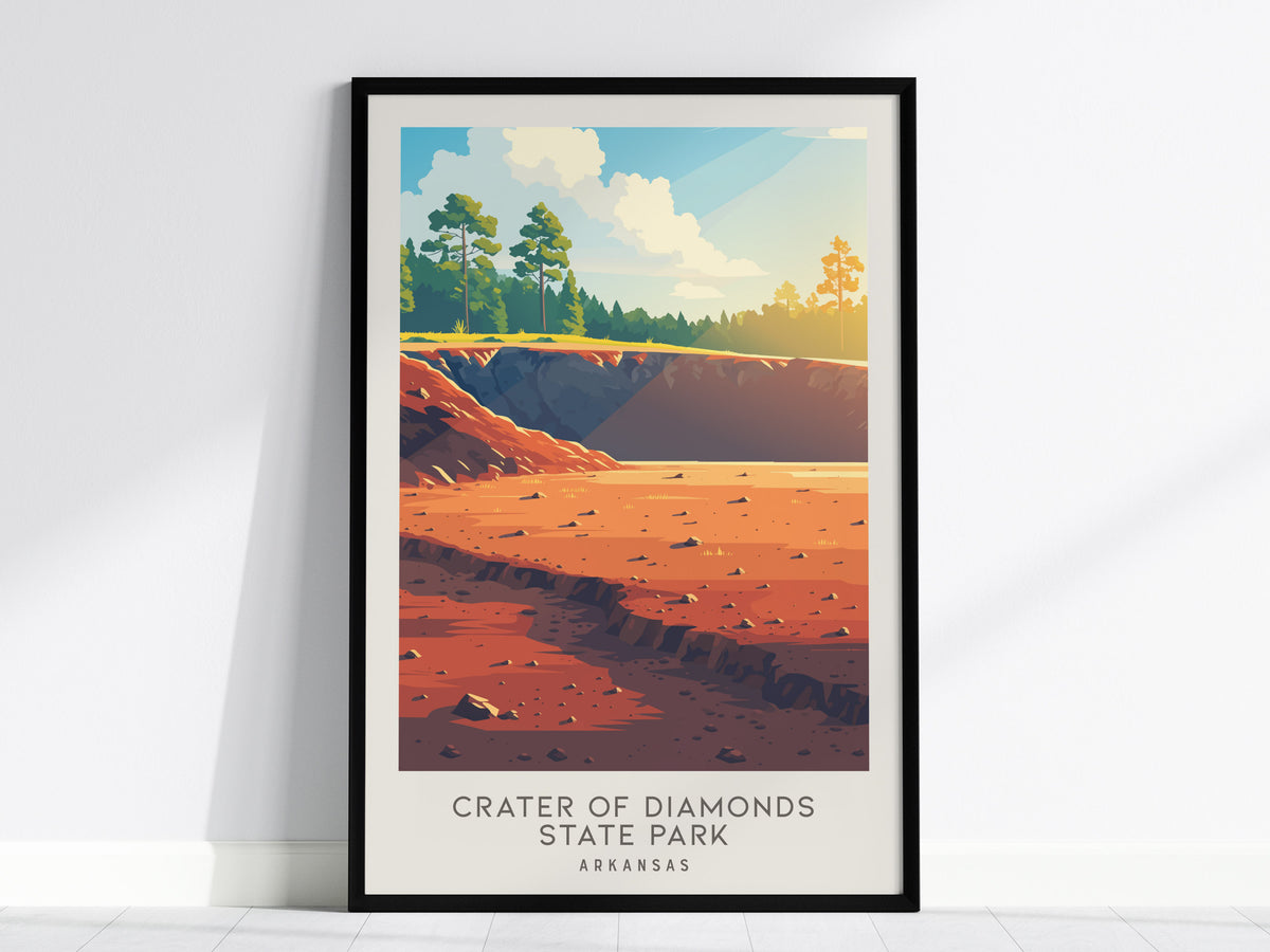 Crater of Diamonds State Park Matte Border Poster | Arkansas Destination Print Travel Wall Art — framed wall art, 24x36 in