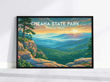 Cheaha State Park Landscape Poster | Delta, Alabama Vacation Wall Art — framed wall art, 24x36 in