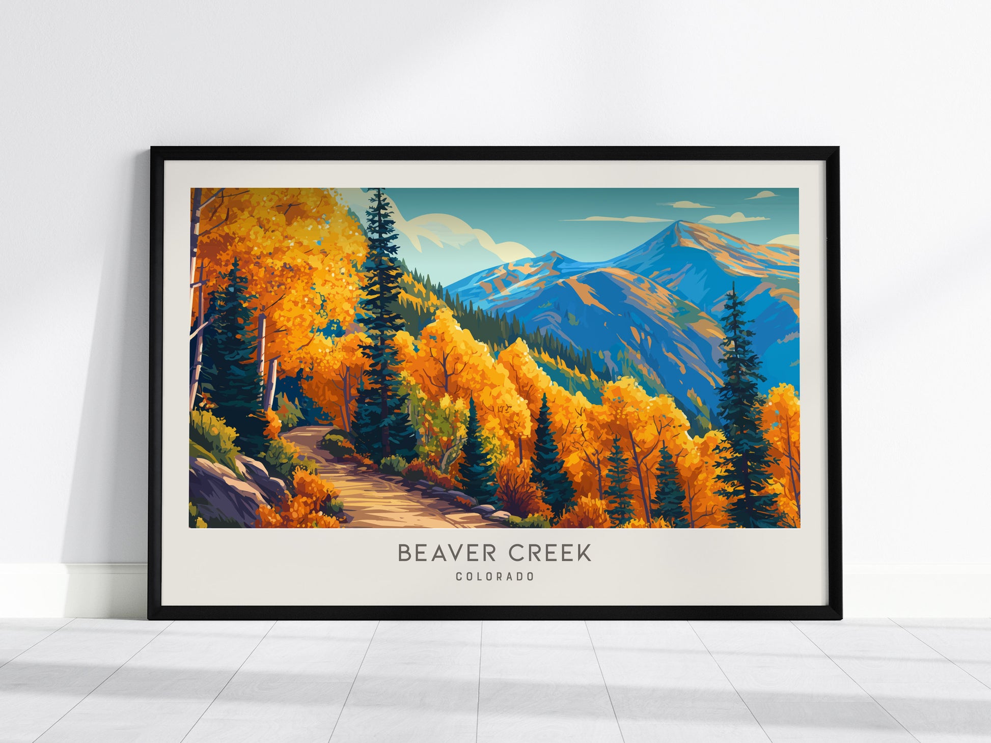 Beaver Creek Landscape Matte Border Poster | Colorado Destination Print Travel Wall Art — framed wall art, 24x36 in