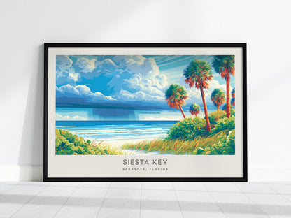 Siesta Key Landscape Matte Border Poster | Travel Wall Art — framed wall art, 24x36 in