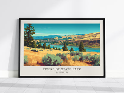 Riverside State Park Landscape Matte Border Poster | Washington Framed or Unframed Travel Gift — framed wall art, 24x36 in