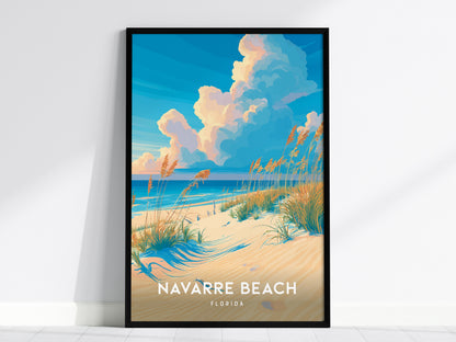 Navarre Beach, Florida Poster | Sugar-White Shores & Emerald Waters Wall Art — framed wall art, 24x36 in
