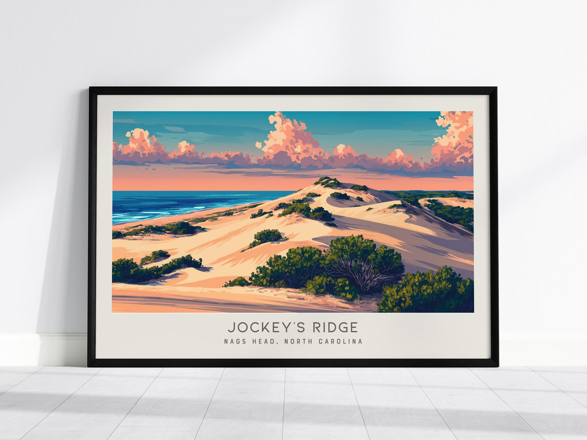 Jockey's Ridge Landscape Matte Border Poster | Nags Head, North Carolina Vacation Wall Art — framed wall art, 24x36 in