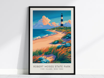 Robert Moses State Park Matte Border Poster | Fire Island, New York Beach House Decor — framed wall art, 24x36 in