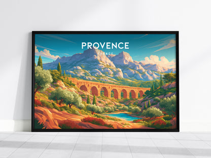 Provence, France Landscape Poster | Rolling Countryside Destination Print Wall Art — framed wall art, 24x36 in
