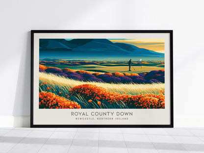 Royal County Down Landscape Matte Border Poster | Newcastle, Northern Ireland Travel Wall Art — framed wall art, 24x36 in