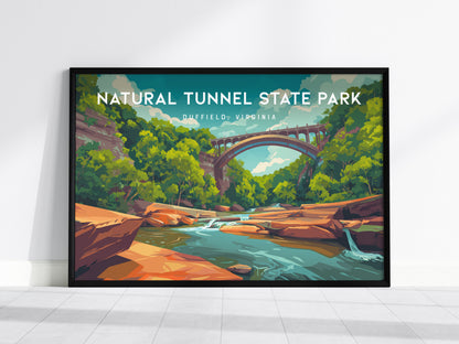 Natural Tunnel State Park Landscape Poster | Duffield, Virginia Scenic Cave Framed or Unframed Wall Art — framed wall art, 24