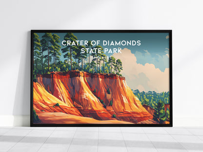 Crater of Diamonds State Park Landscape Poster | Arkansas Gem Hunting Travel Wall Art — framed wall art, 24x36 in