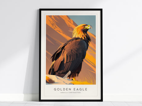 Golden Eagle Poster | Majestic Raptor Mountain Wildlife Wall Art — framed wall art, 24x36 in