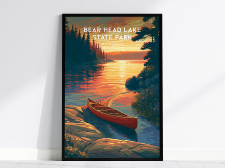 Bear Head Lake State Park, Minnesota Poster | Northwoods Lakeside Wilderness Wall Art — framed wall art, 24x36 in